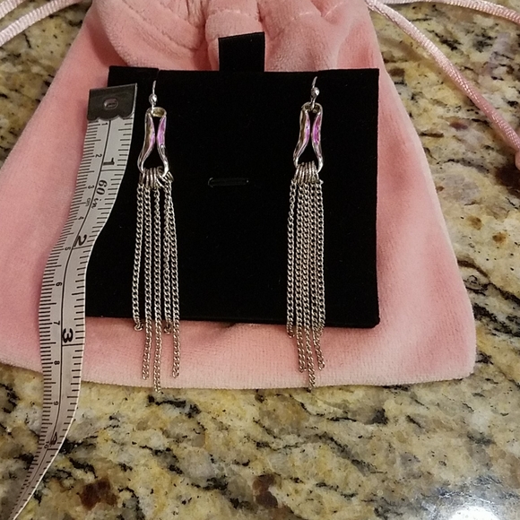 Sterling Silver Multi Chain Dangle Earrings - Picture 4 of 7